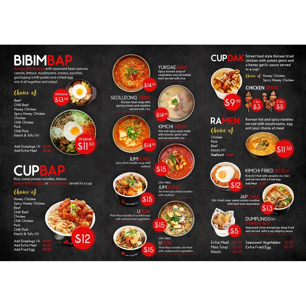 menu nhà hàng sang trọng 